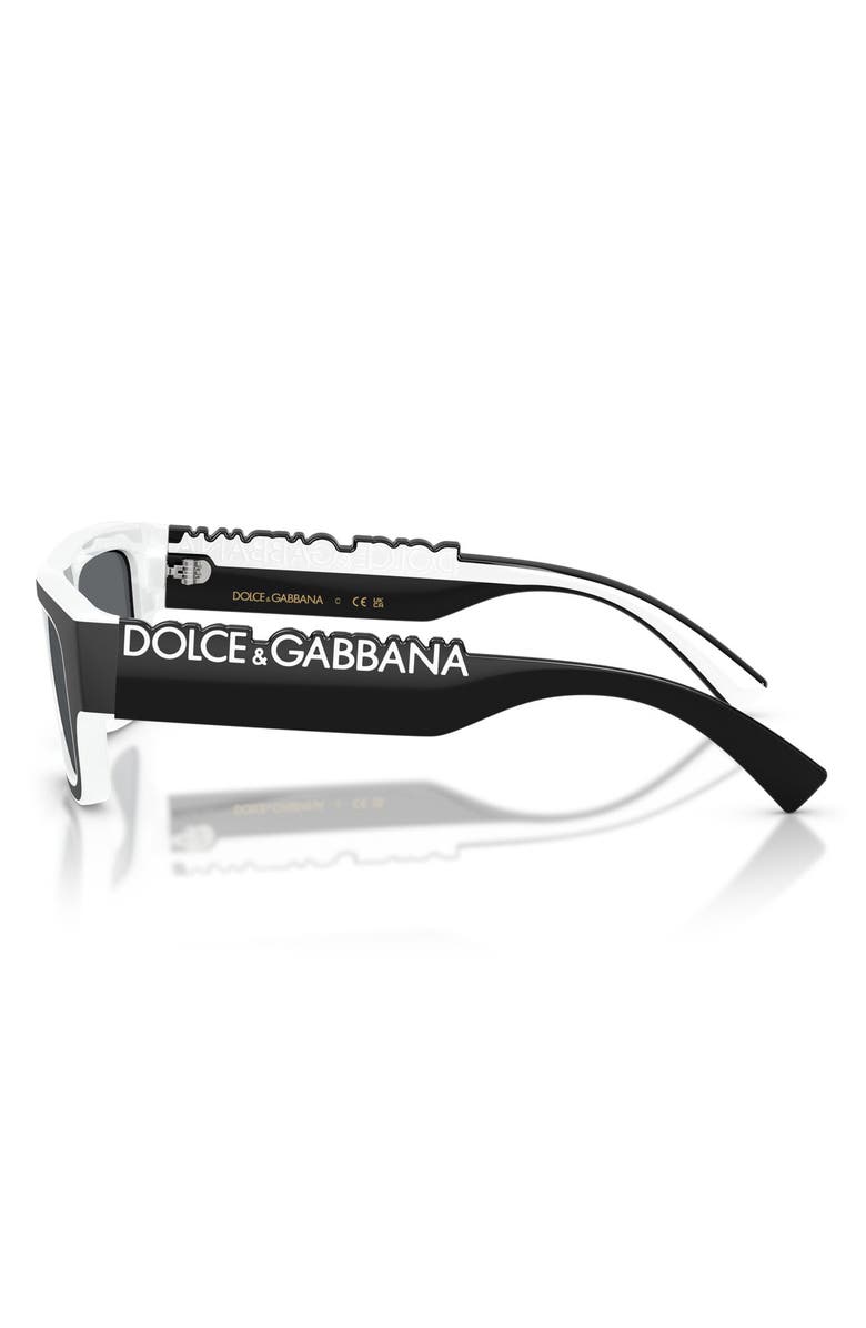 Dolce&Gabbana Kids' 47mm Small Rectangular Sunglasses, Alternate, color, Black/ White / Grey Black