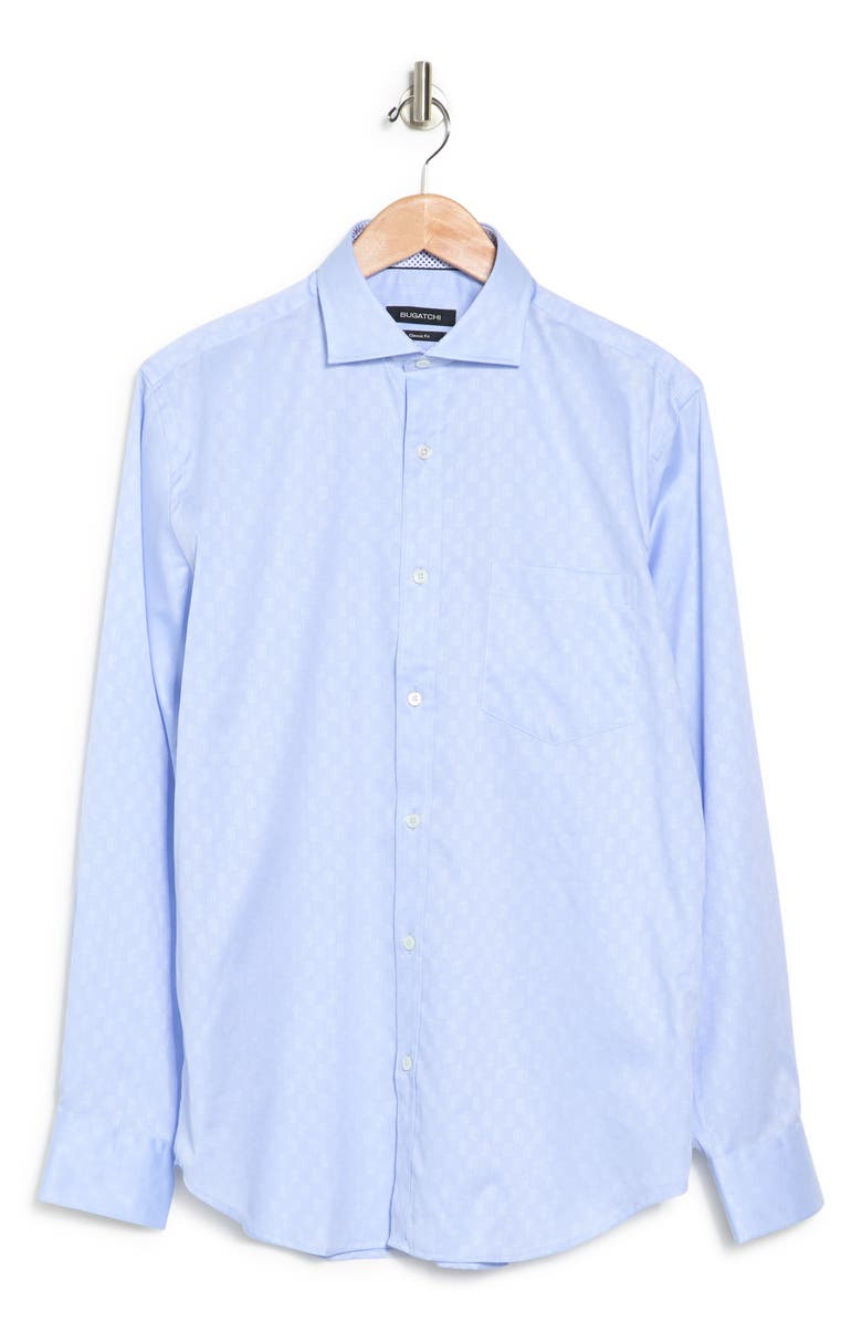 Bugatchi Classic Fit Pinstripe and Swirls Jacquard Button-Up Shirt, Alternate, color,