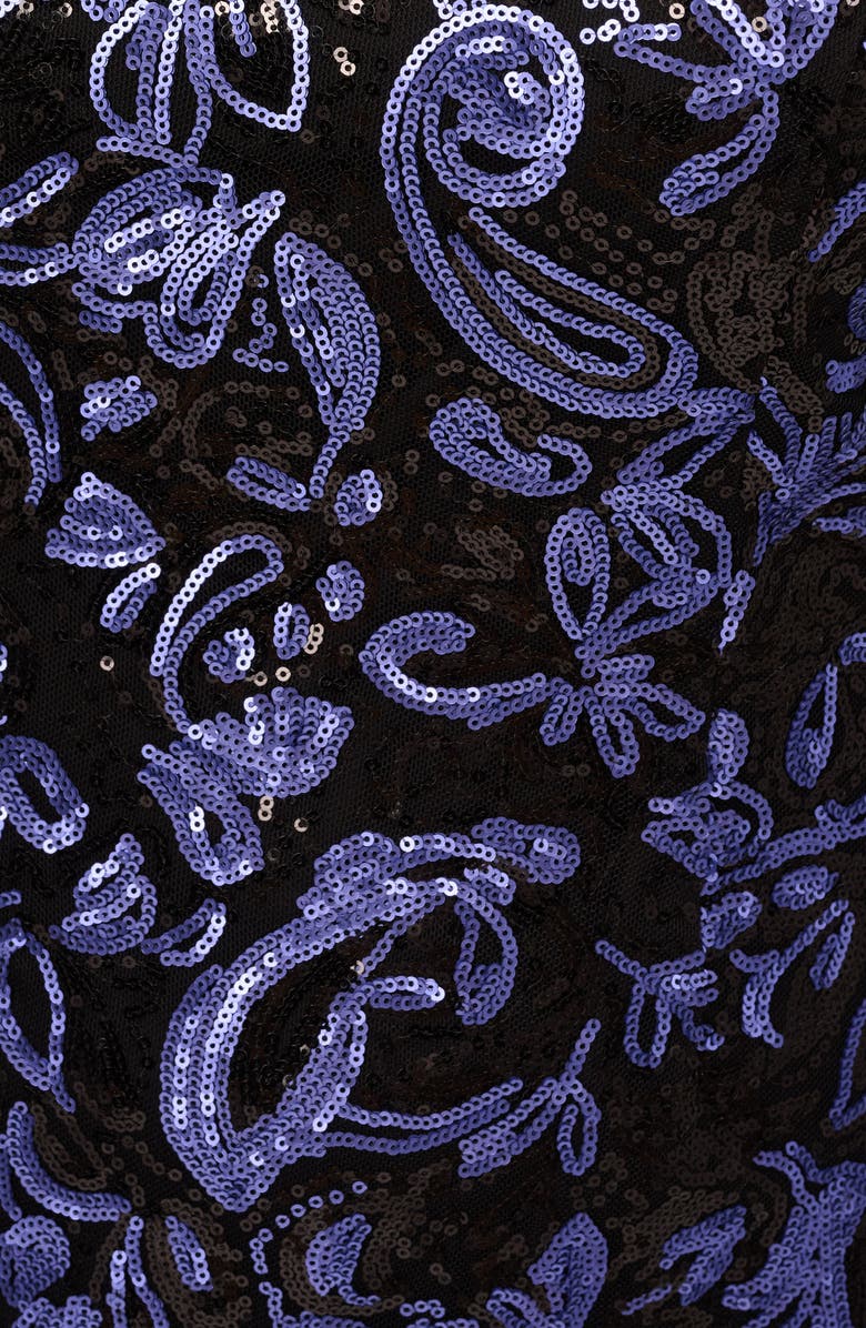 Adrianna Papell Sequin Embroidered Gown, Alternate, color, Black/ Blue