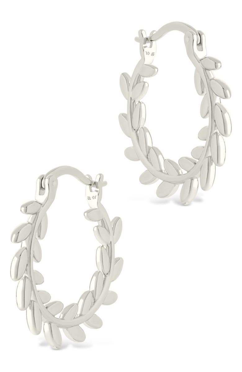 Sterling Forever Effie Vine Hoop Earrings, Alternate, color, Silver