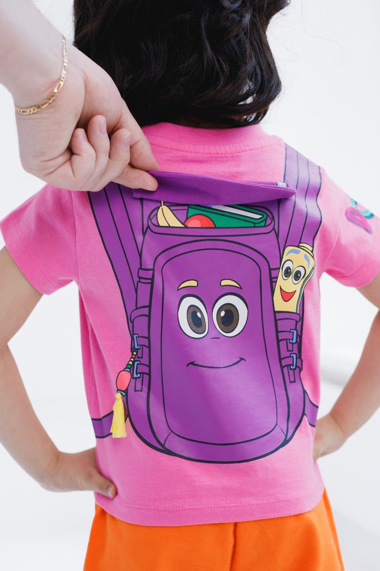 2-Piece Tee and Shorts Set, Alternate, color, Dora Pink Orange