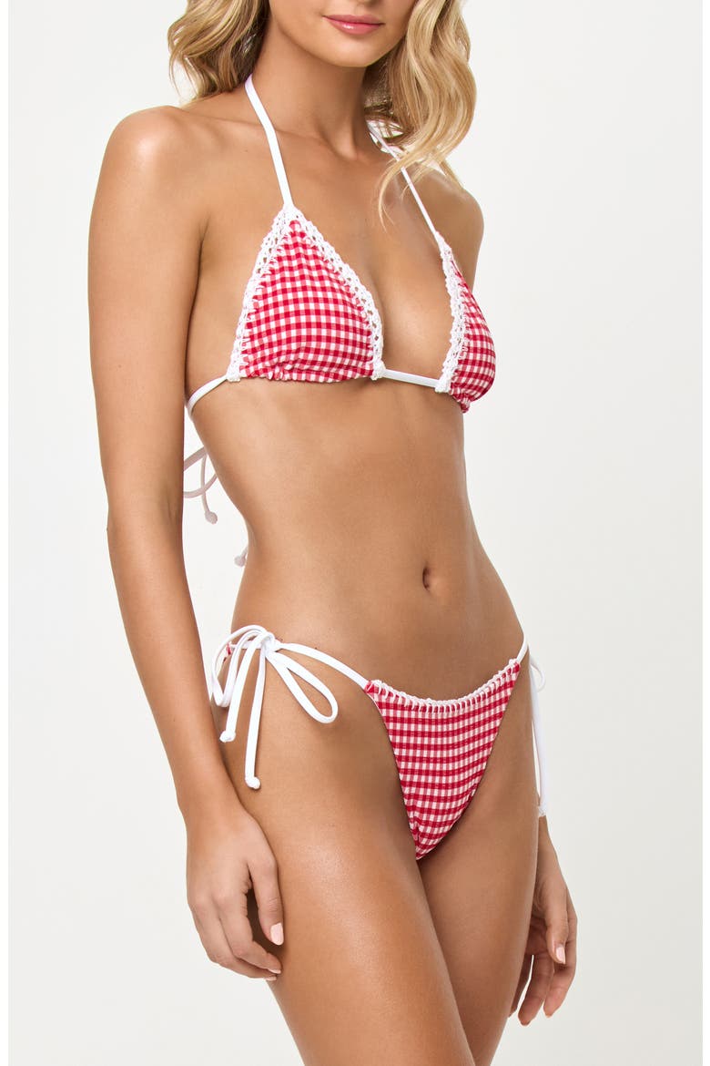Samba Embroidered Trim Bikini Top, Alternate, color, LIPSTICK RED