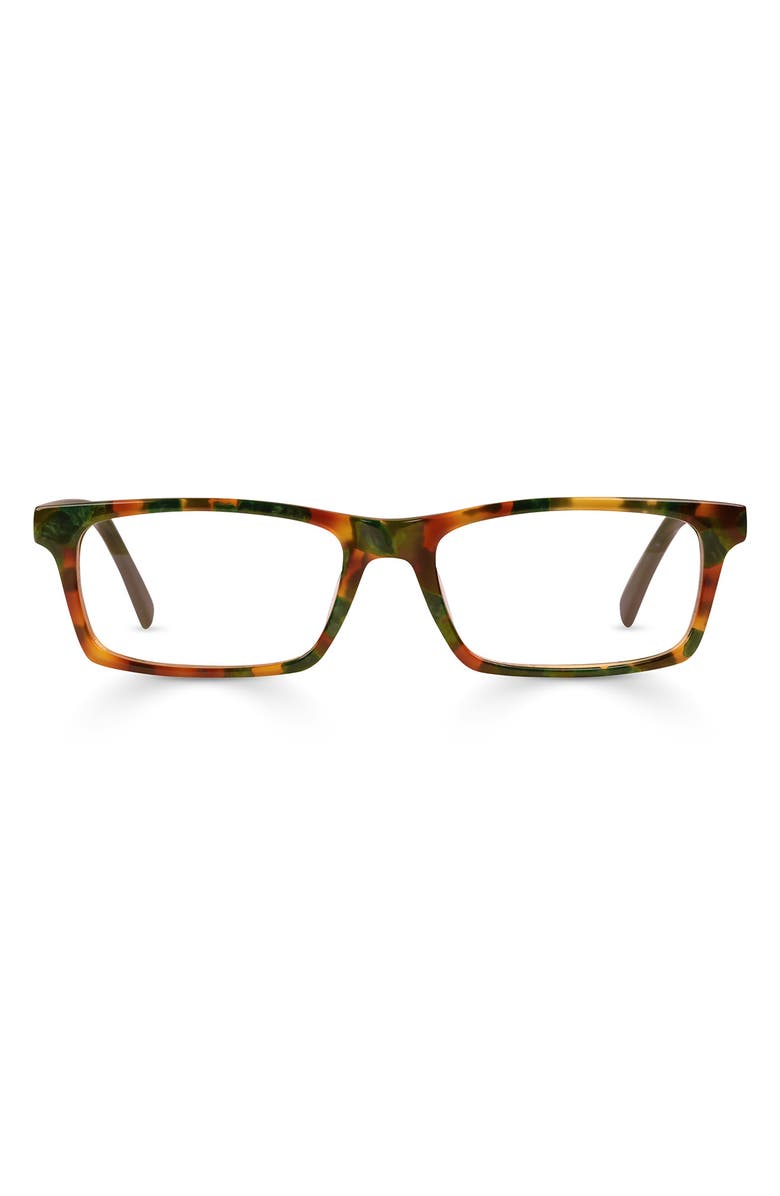 eyebobs Number Cruncher 53mm Rectangular Reading Glasses, Main, color, Green / Brown Tortoise Forest