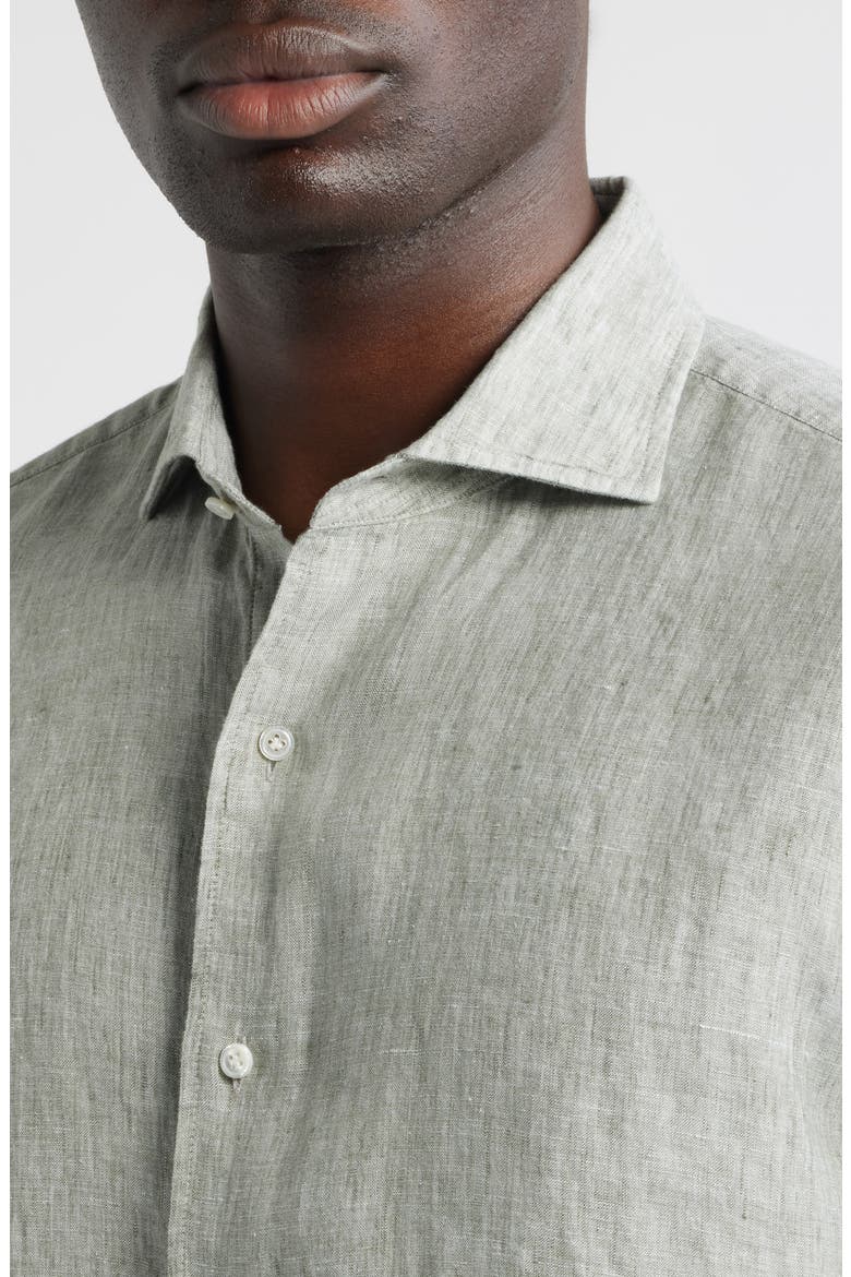 Astino Lino Tailored Fit Linen Button-Up Shirt, Alternate, color, WILLOW