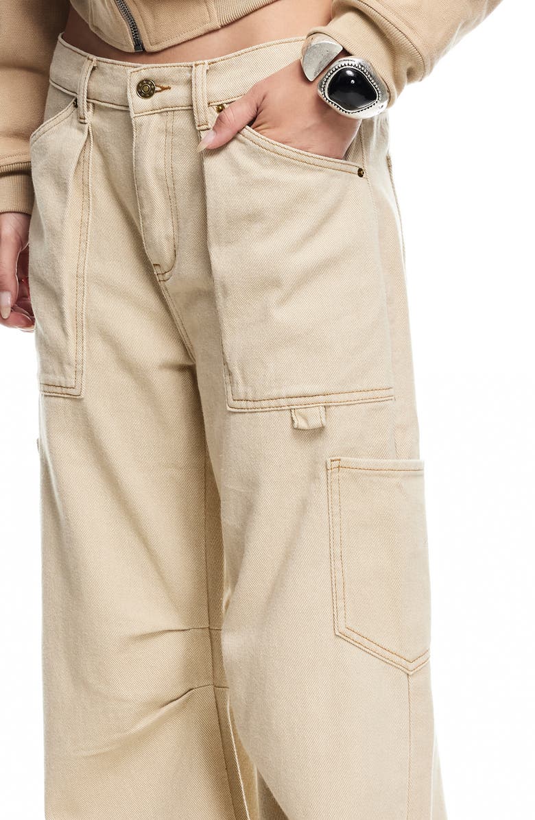 LIONESS Miami Vice Low Rise Carpenter Jeans, Alternate, color, Washed Ecru