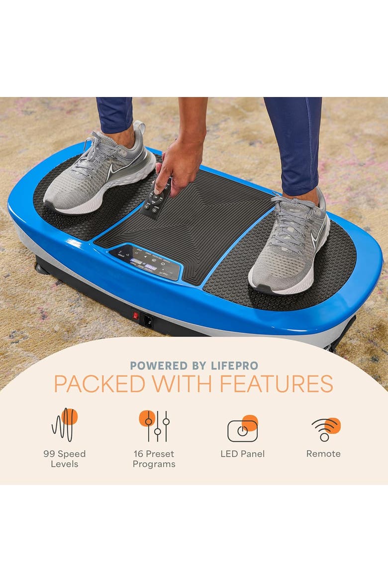 Rumblex Max 4D Vibration Plate Exercise Machine with Bands for Home Fitness and Recovery, Alternate, color, Blue