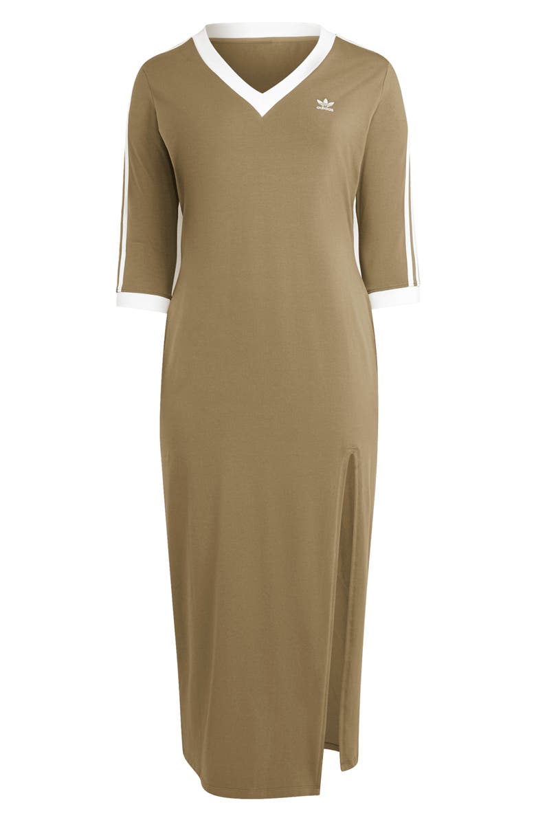 adidas Originals Adicolor 3-Stripes V-Neck Maxi Dress, Alternate, color,
