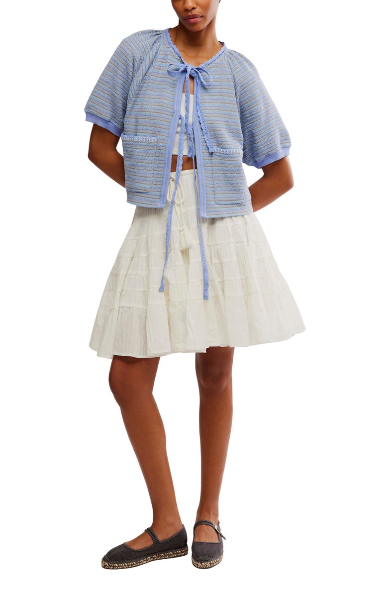 Free People Tropic Stripe Cotton Tie Front Top, Alternate, color, Baby Blue Combo