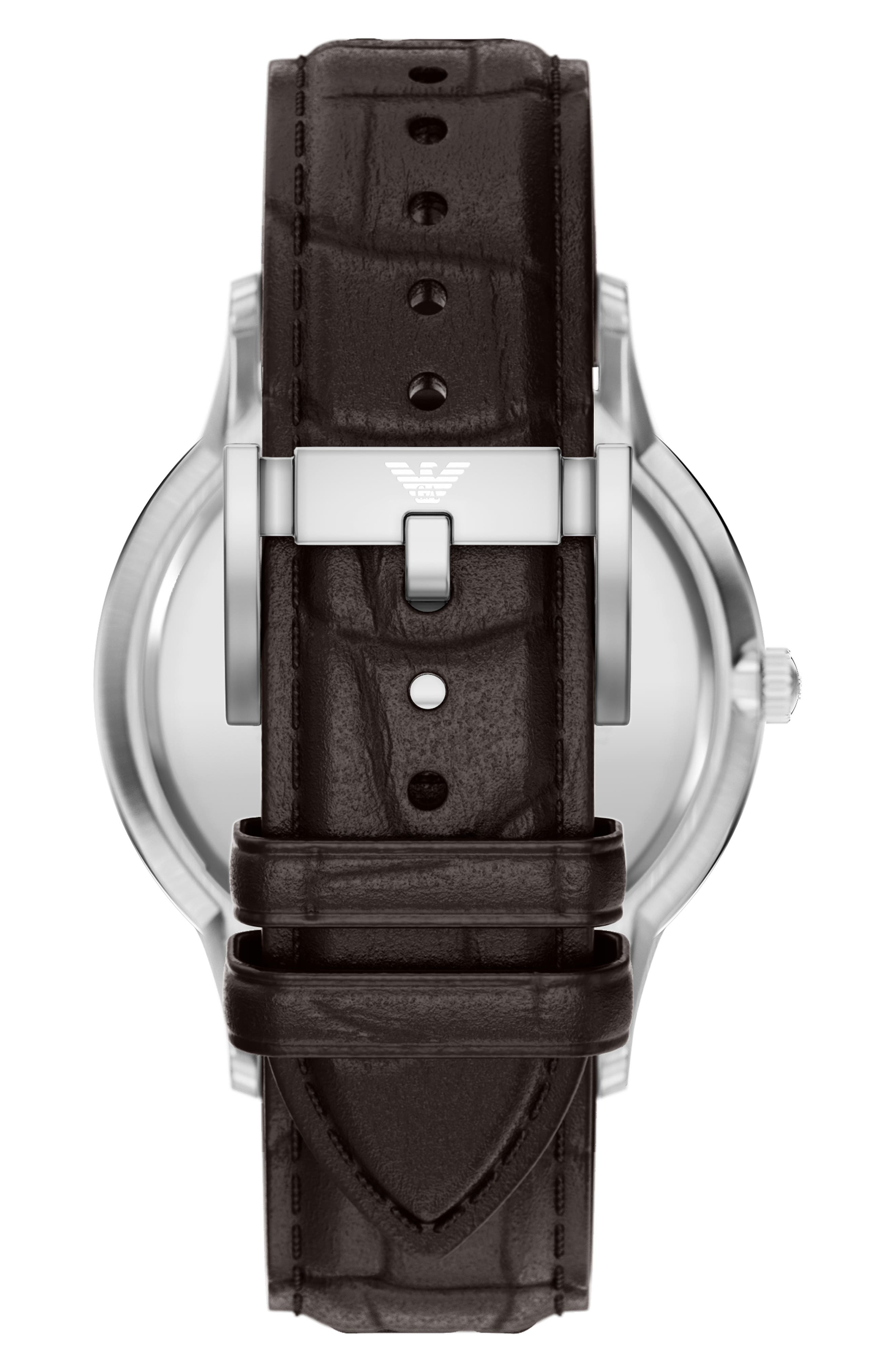 Three-Hand Leather Strap Watch, 43mm (Men) | Nordstrom