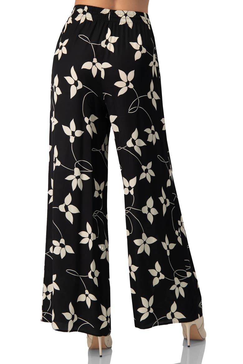 Wide-Leg Floral Print Pants with Pockets, Alternate, color, Black
