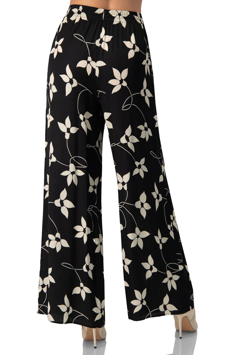 IVONNE Wide-Leg Floral Print Pants with Pockets, Alternate, color, Black