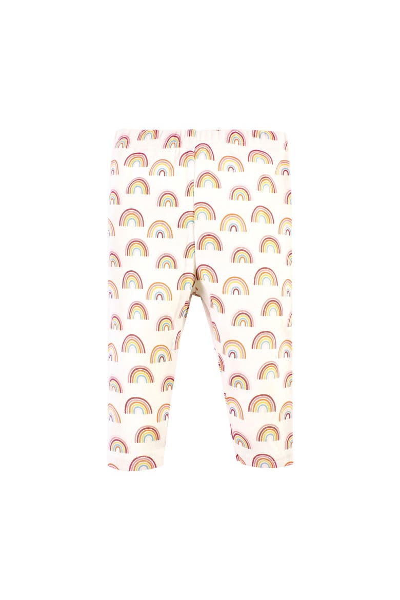 Girl's Long-Sleeve Bodysuit, Pants, and Footwear Outfit, Alternate, color, Sunshine Rainbows