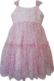 Popatu Kids' Floral Tiered Mesh Party Dress