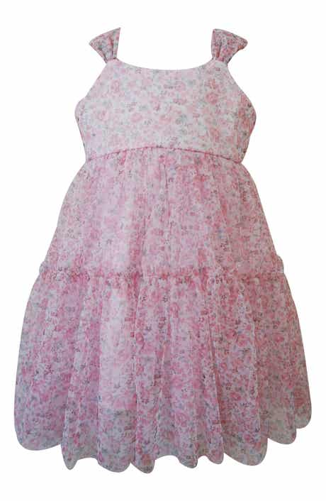 Popatu Kids' Floral Tiered Mesh Party Dress