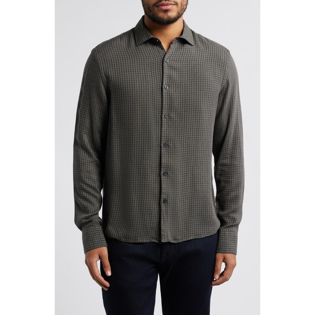 Robert Barakett Starley Gingham Button-up Shirt In Olive