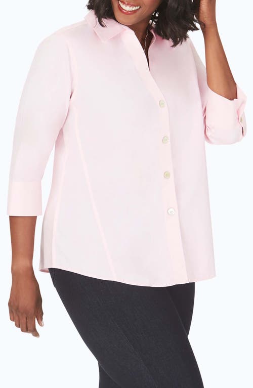 Foxcroft Paityn Non-Iron Button-Up Shirt in Chambray Pink 
