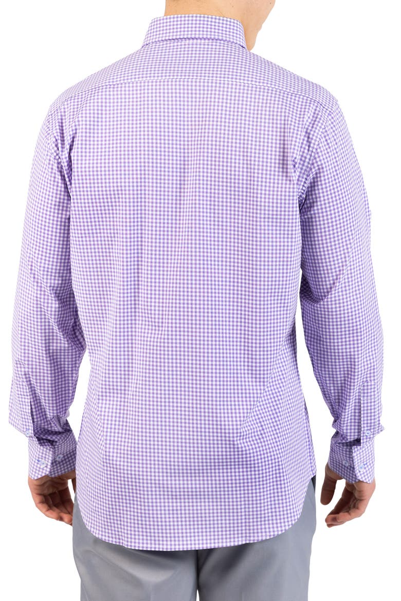 Gingham Stretch Cotton Button-Up Shirt, Alternate, color, LILAC