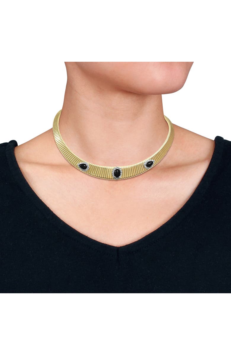 Julianna B. Stone & Cubic Zirconia Omega Necklace, Alternate, color, Black Onyx