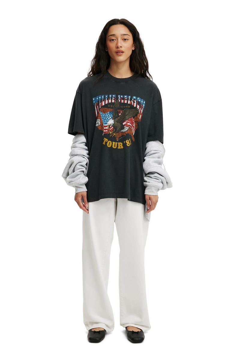 Cotton On The Lcn Music Boxy Graphic Tee, Alternate, color, Willie Nelson 81  Tour