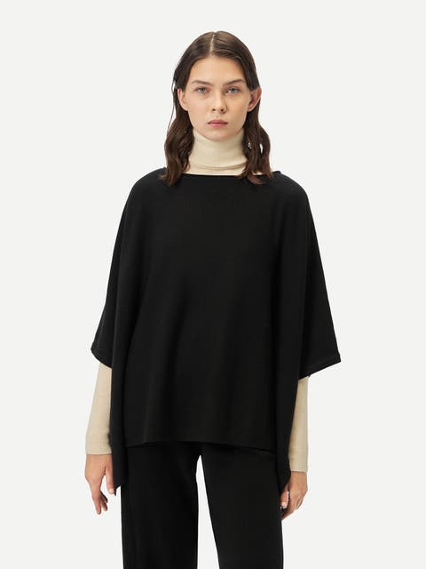Boat-Neck Cashmere Poncho