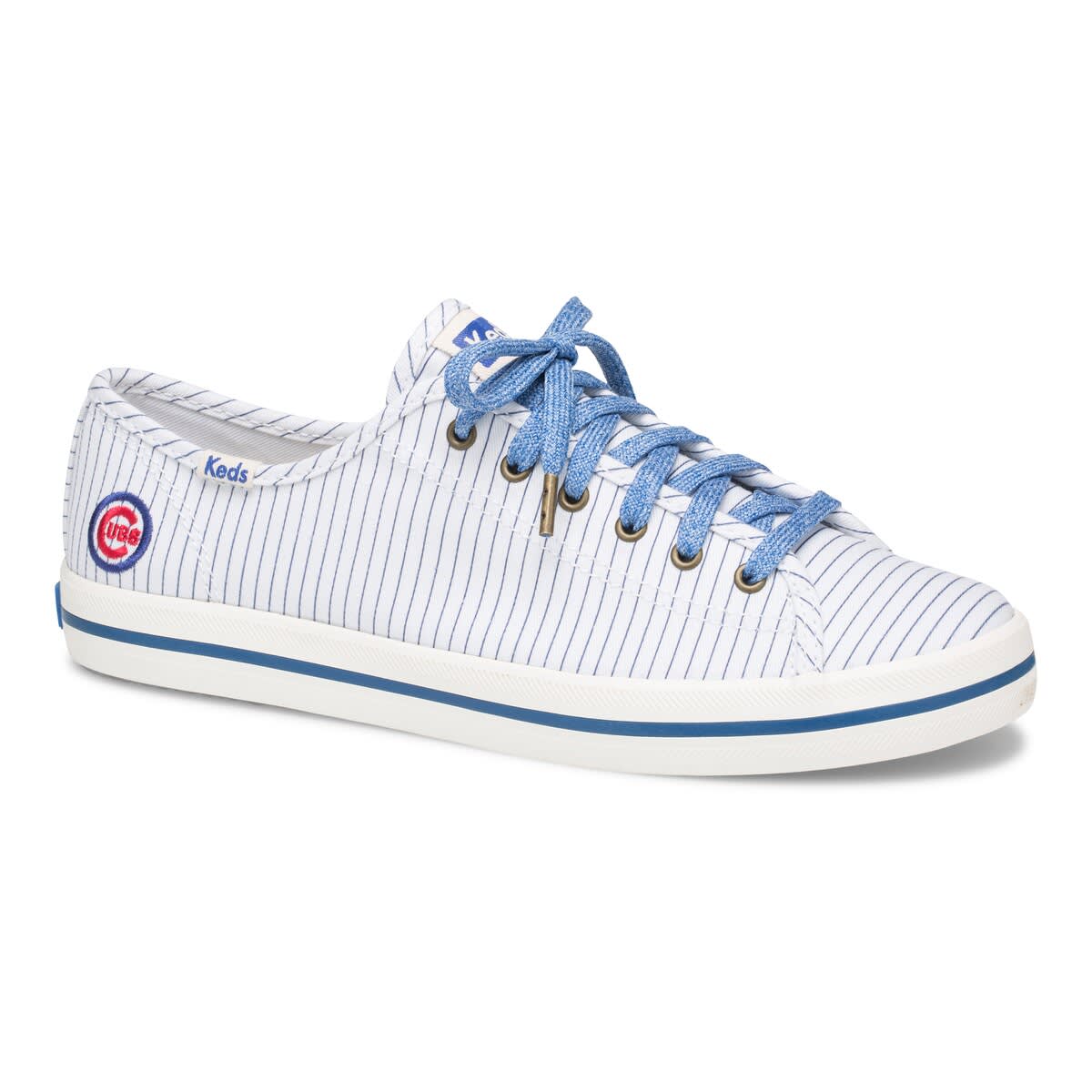 Keds<sup>®</sup> Women's Keds White Chicago Cubs Kickstart Pinstripe Sneakers, Main, color, 