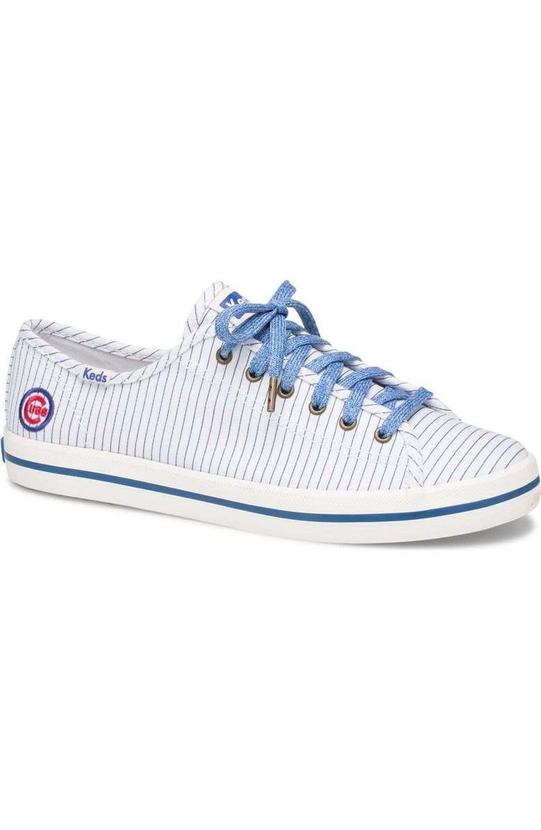 Keds<sup>®</sup> Women's Keds White Chicago Cubs Kickstart Pinstripe Sneakers, Main, color,