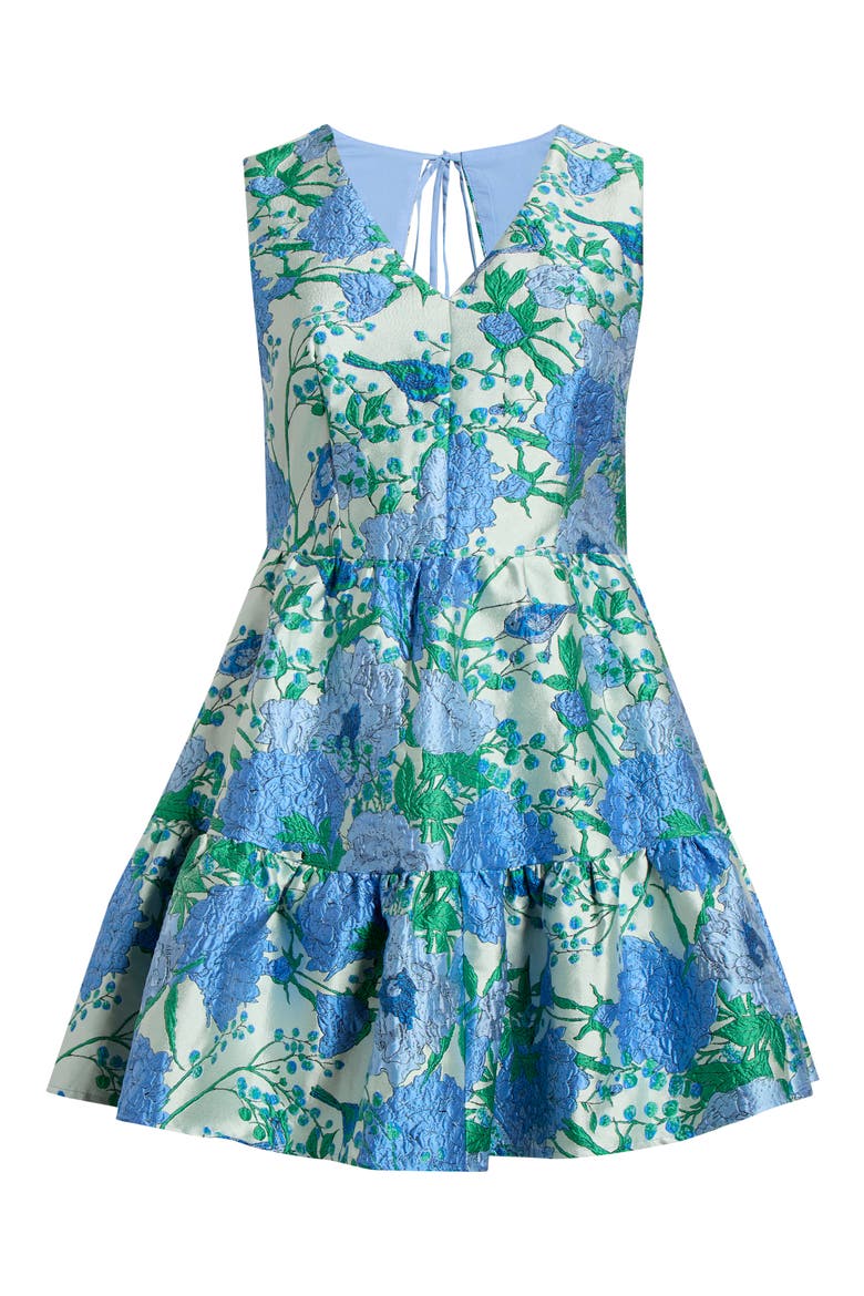 Willa Floral May Jacquard Tiered Mini Dress, Alternate, color, BLUE-WHTE