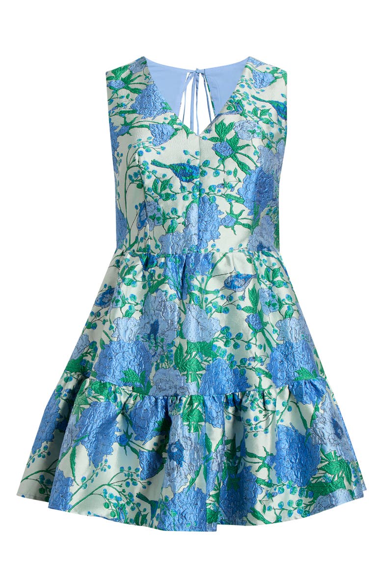 SUGARLIPS Willa Floral May Jacquard Tiered Mini Dress, Alternate, color, Blue-Whte