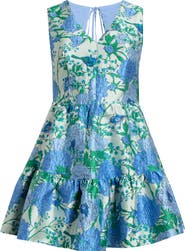 SUGARLIPS Willa Floral May Jacquard Tiered Mini Dress