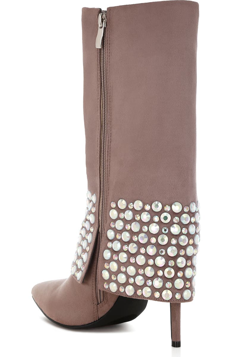 LONDON RAG Basso Rhinestone Foldover Boot, Alternate, color, Taupe