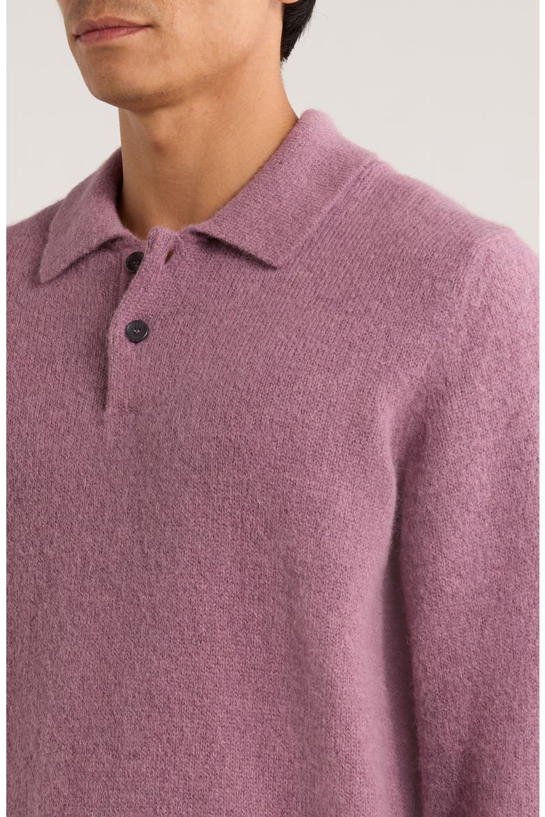 Brushed Baby Alpaca Blend Polo Sweater, Alternate, color, PLUM