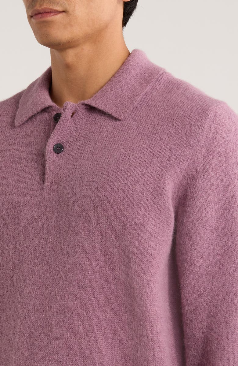 Corridor Brushed Baby Alpaca Blend Polo Sweater, Alternate, color, Plum