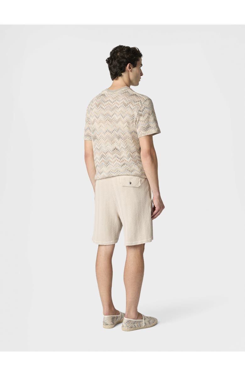 Missoni Bermuda Shorts In Cotton And Viscose With Tone-on-tone Zigzag Pattern, Alternate, color, Beige& White