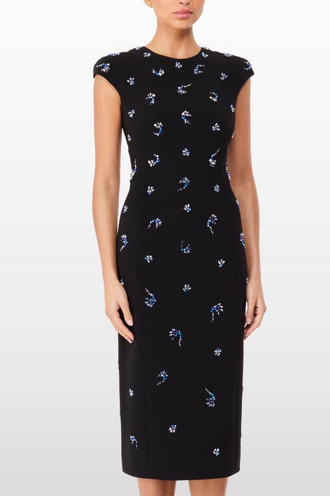 Hydra Embellished Cap-Sleeve Midi Dress