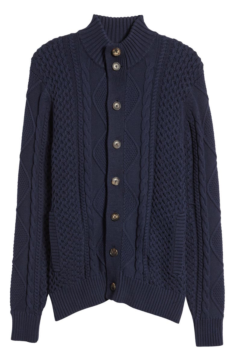Brooks Brothers Cotton Cable Knit Fisherman Cardigan, Alternate, color, 