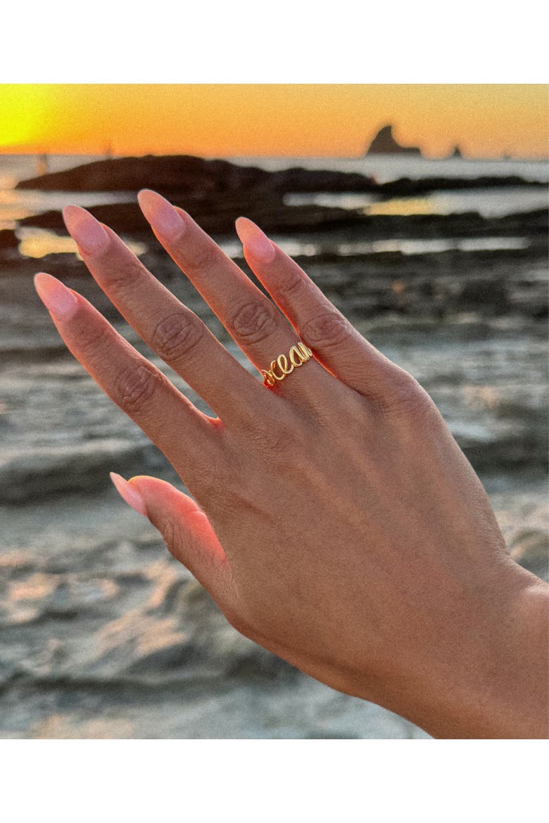 The Ocean Script Ring, Alternate, color, Gold