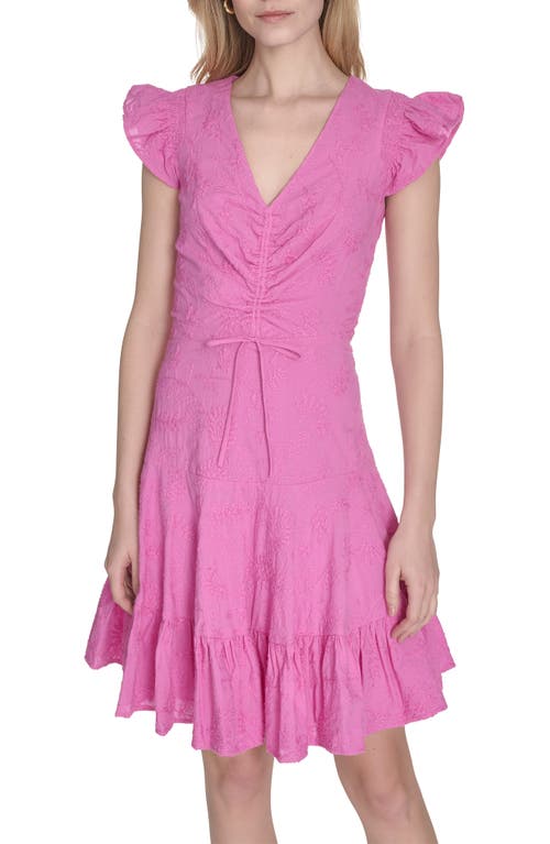 Eliza J Ruched Bodice Ruffle Sleeve Minidress In Pink