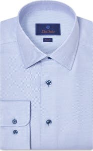 David Donahue Trim Fit Cotton Twill Dress Shirt