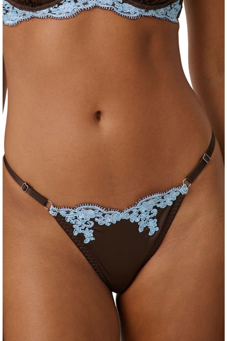 Jean Embroidered Thong, Alternate, color, ESPRESSO
