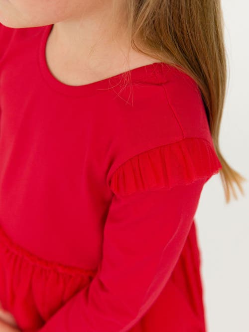 Rufflebutts Girls Flutter Tulle Long Sleeve Twirl Dress In Red