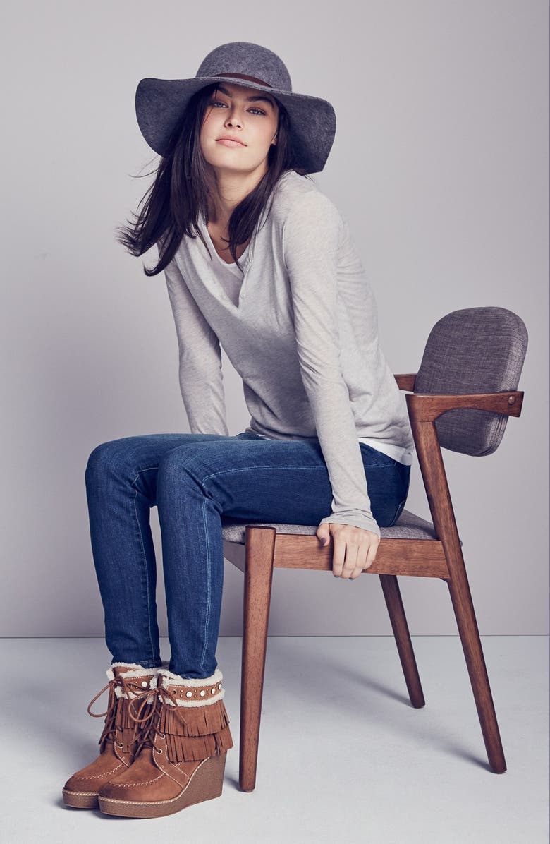 Sam Edelman 'Kemper' Fringe Wedge Bootie, Alternate, color, Moss Green Suede