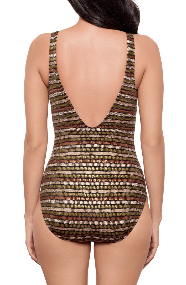 Miraclesuit<sup>®</sup> Sparkle Sands Odyssey Plunge One-Piece Swimsuit, Alternate, color, Black/ Multi