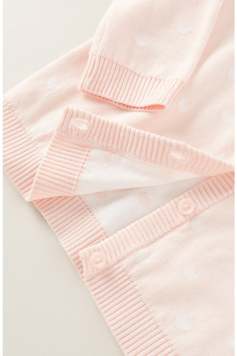 Kids' Heart Jacquard Cotton Cardigan, Alternate, color, PINK- WHITE SWEET HEARTS