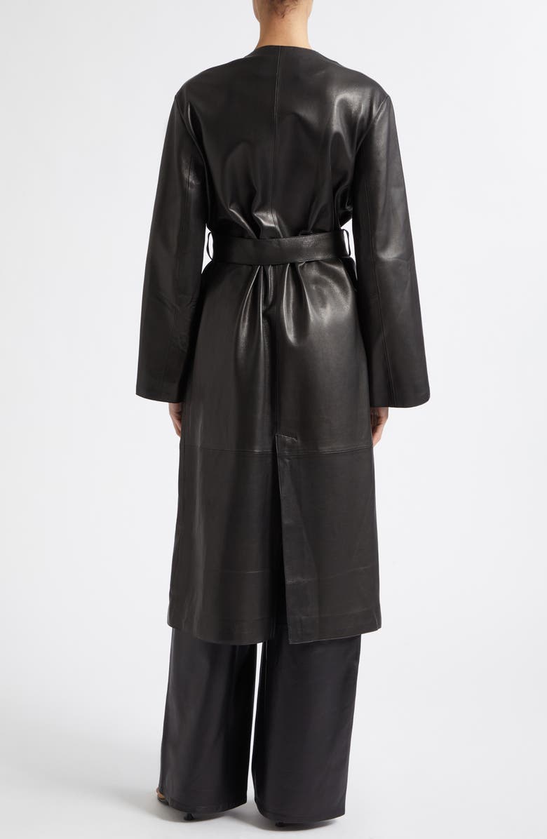 NOUR HAMMOUR Ruelle Smooth Leather Coat, Alternate, color, Noir Classique