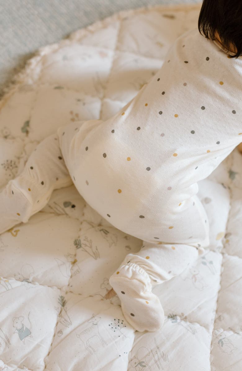 Pehr Polka Dotty Pointelle Fitted Organic Cotton One-Piece Footie Pajamas, Alternate, color, Polka Dotty