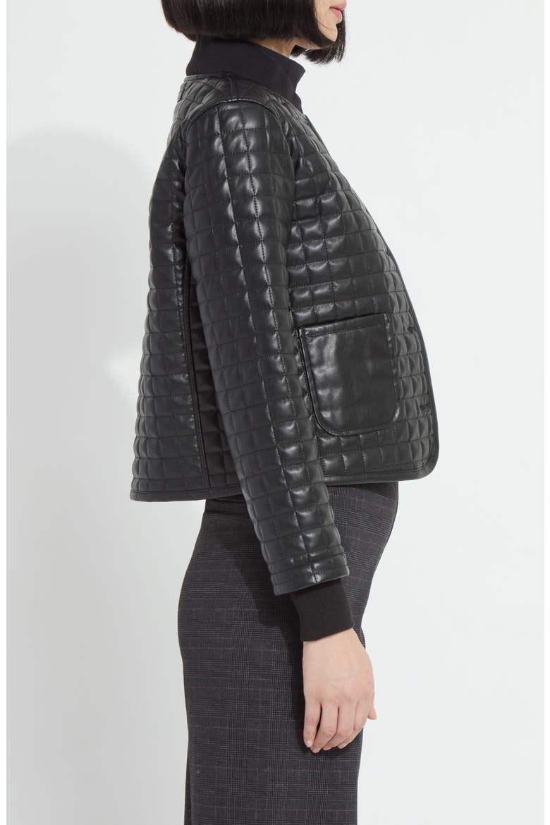 Agnes Quilted Faux Leather Jacket, Alternate, color, BLACK