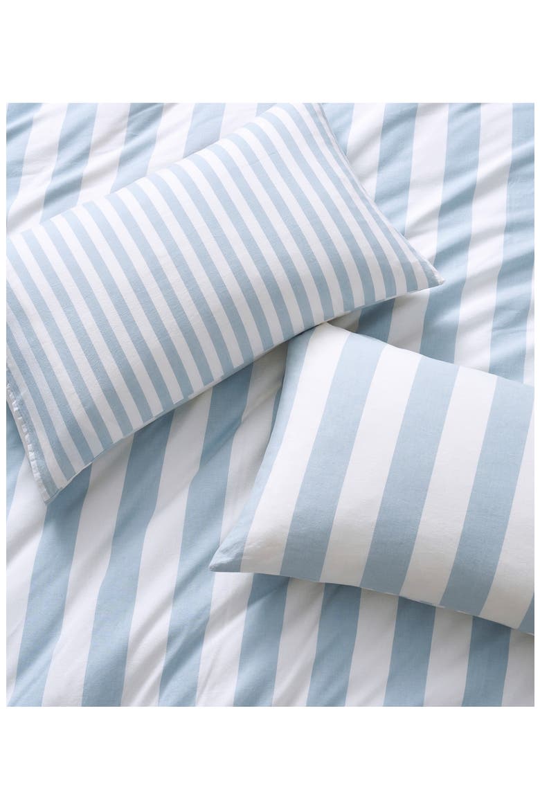 Reversible Vintage Stripe Washed Cotton Duvet Cover & Sham Set, Alternate, color, BLUE