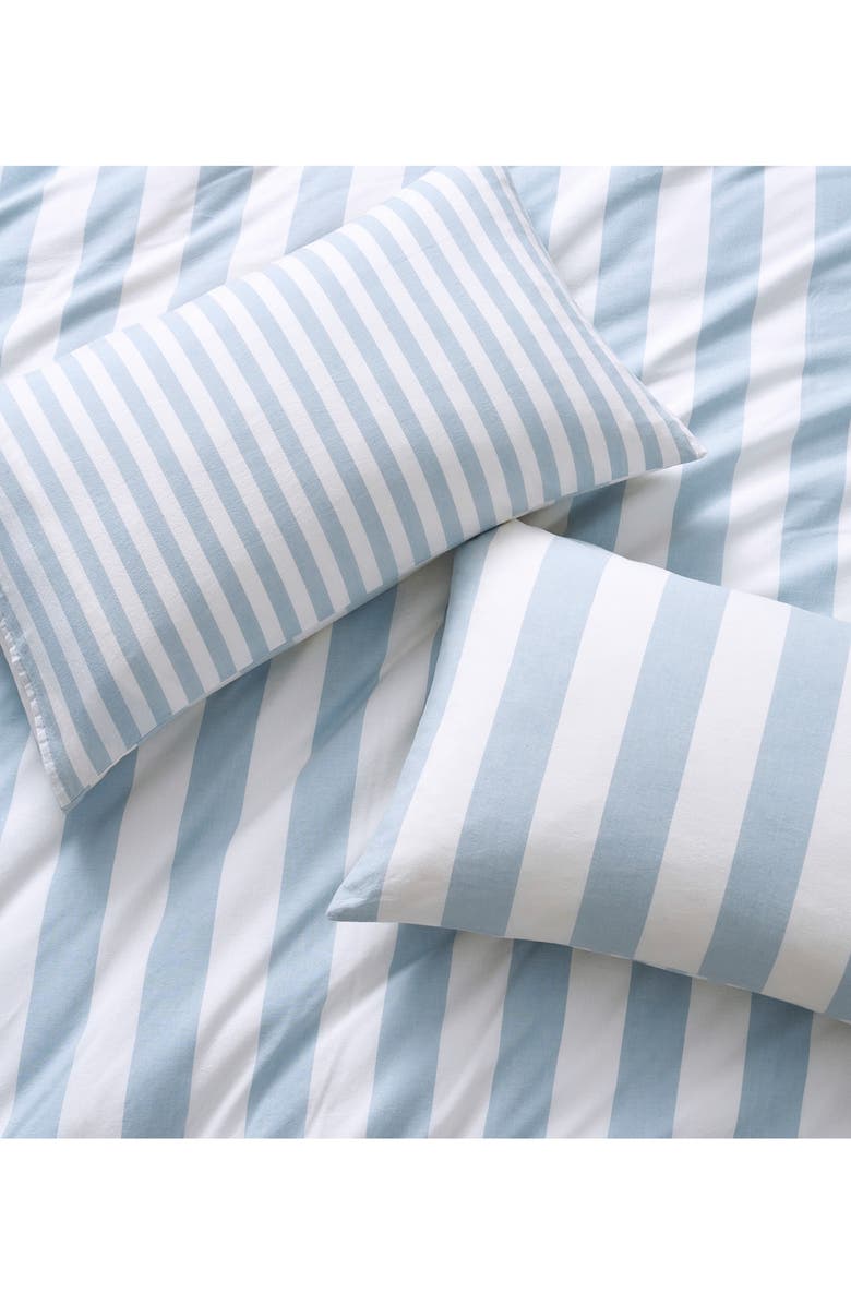 DKNY Reversible Vintage Stripe Washed Cotton Duvet Cover & Sham Set, Alternate, color, Blue