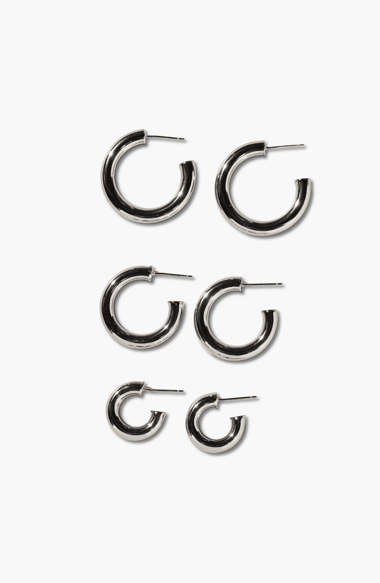 81026256 Hollow Statement Hoop Earrings, Alternate, color, Silver