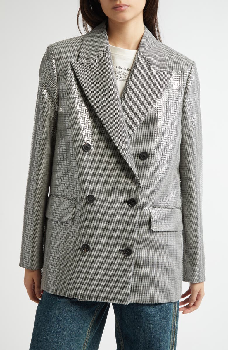Golden Goose Journey Sequin Microhoundstooth Boyfriend Blazer, Alternate, color,